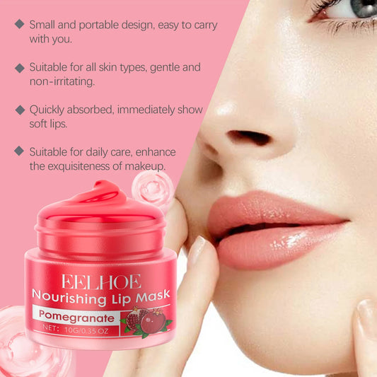Eelhoe 10g Red Pomegranate Lip Sleeping Mask Moisture Lip Gloss Nourish Cracked Dry Lips Lightening Fine Lines Plumping Lip Mask