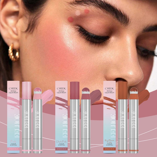 3 Colors Spin Brush Liquid Blush and Lip Gloss Moisturizing Matte Brightening Contour Highlighter Long-wearing Non-fading Makeup