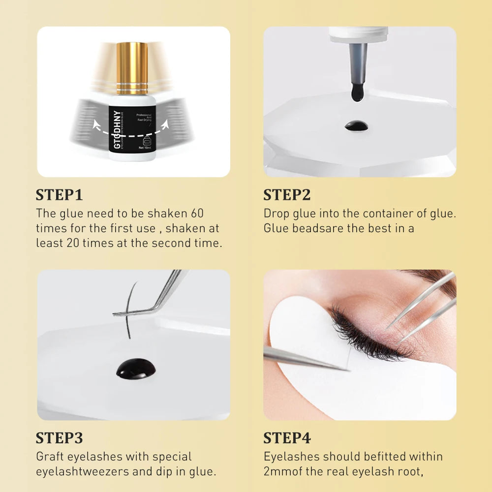 GTGDHNY 10ml Eyelash Glue 1 Seconds Fast Drying Eyelashes Extension Glue Pro Lashes Glue Black Adhesive Retention Long Last