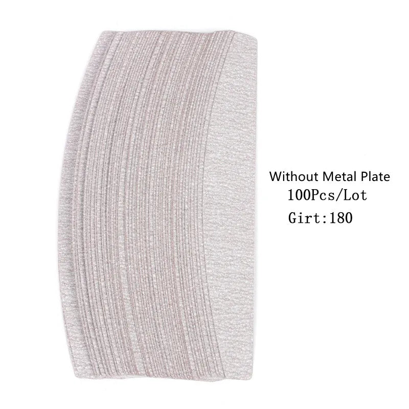 100Pcs Replacement SandPaper Nail File With Metal Handle Removable Buffer 100/180 Double-sided Strips Manicure Nail Art Files