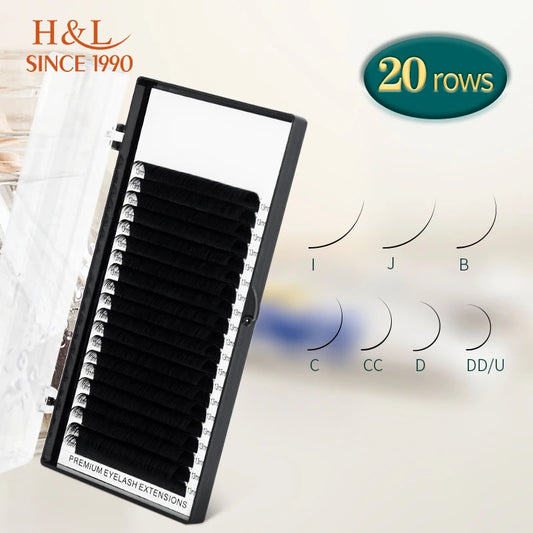 H&L SINCE 1990 20Rows Individual Eyelash Extensions Lashes Maquiagem Cilios for Soft Natural Faux Mink Eyelashes for