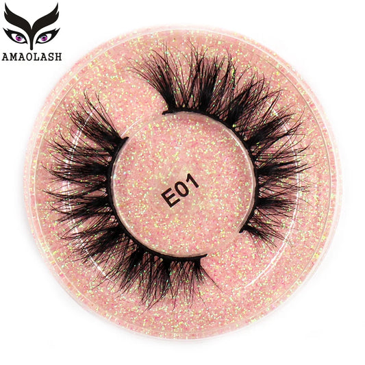 AMAOLASH Eyelashes Mink Lashes High Volume Thick False Eyelashes 3D Eyelash Extension Dramatic Soft Long Lasting Eye Lashes E01