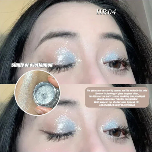 Diamond Glitter Liquid Eyeshadow Jars Sparkle Metallic Silver Blue Highlighter Fine Shimmer Waterproof Shiny Silkworm Eye Makeup