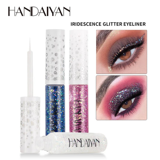 HANDAIYAN 12 Colors Shiny Eye Liners Pigment Silver Rose Gold Color Glitter Liquid Eyeliner Metallic Colorful Makeup For Women