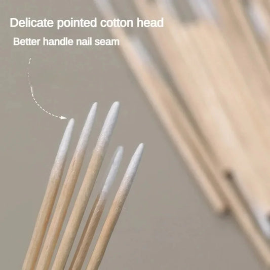 100/300/500 Nails Wooden Tip Cotton Stick Buds Disposable Ultra-Detail Corrector Nail Polish Remover Clean Sticks Manicure Tools