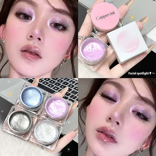 Liquid Gel Eyeshadow Pearl Glitter Body Highlighter Monochrome Diamond Shimmer Silkworm Brighten Highgloss Sequins Quick Drying