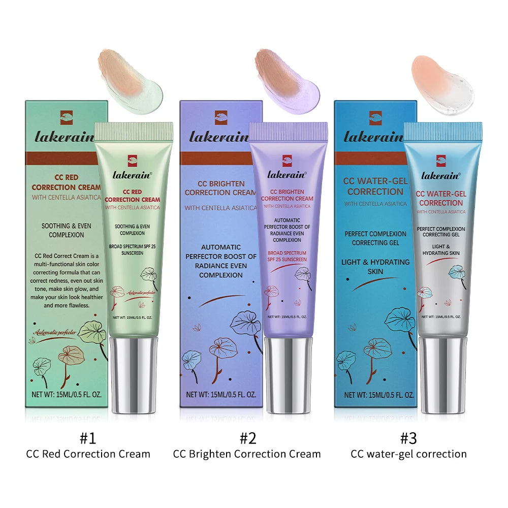 3pcs CC Cream Color Changing Liquid Foundation Centella Korean High Coverage Foundation Foundation Cream for Face Base Makeup