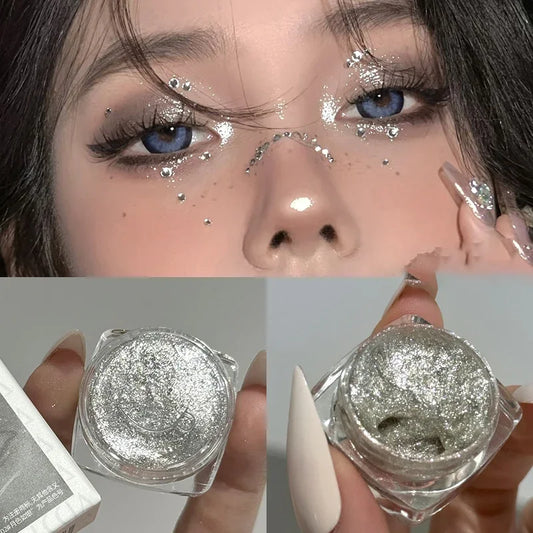 6 Colors Glitter Eyeshadow Gold Pink Eye Shadow Highlighter Silkworm Long Lasting Waterproof Shimmer Multicolor Liquid Eyeshadow
