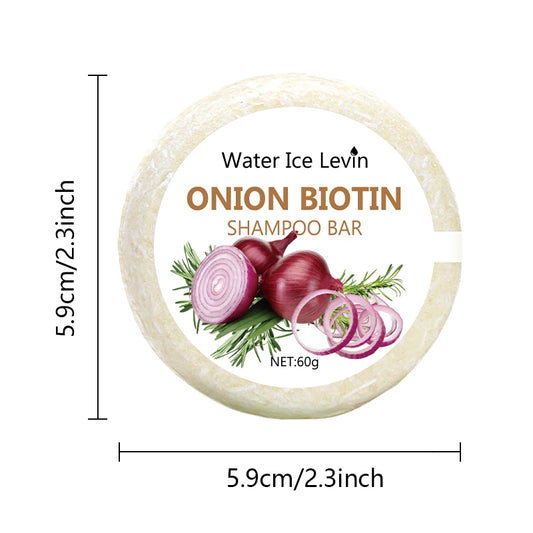 Onion and Biotin Shampoo Soap - 60g, Suitable for All Hair Types, Moisturizing and Smoothing, Rich in Rosemary Extract