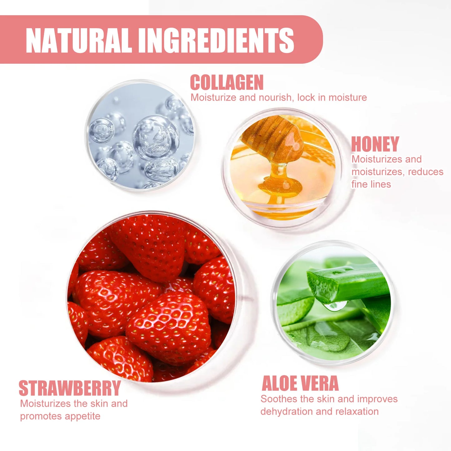 7.5g Lip Sleep Mask Night Sleep Maintenance Moisturizing Lip Gloss Bleach Cream Nourishing Lip Care Strawberry Honey