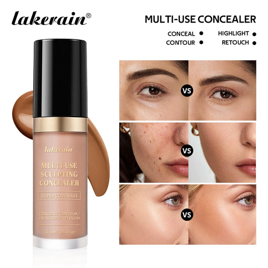 lakerain 5-Color Waterproof Concealer Matte High Coverage Oil-Control Foundation for Acne Scars and Dark Circles Cosmetics