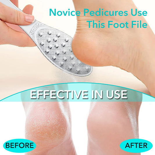Stainless Steel Foot Scraper Metal Foot File Double SidedCallus Remover Professional for Wet or Dry SkinPedicure Tool Heel