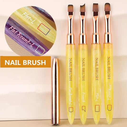 1PC Gel Brush Oval & Flat UV Gel Nail Art Brush Professional Design Brushes Salon Home DIY Manicure