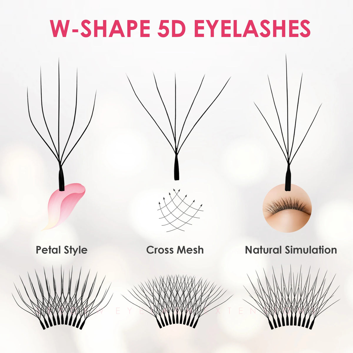 SEEDEW Wispy W Shaped 5D Eyelash Extension Premade Volume Fans False Eyelashes Natural Soft Lashes