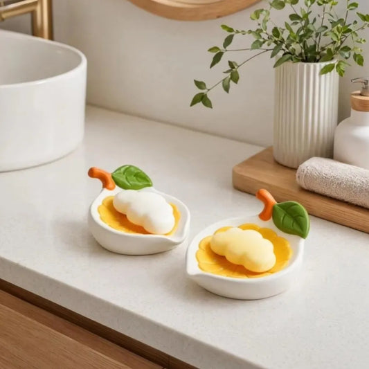 Creative Non-Slip Lemon Soap Dish Inclined Drainage Stable Dry Soap Storage Rack Sponge Holder Soap Box Kitchen