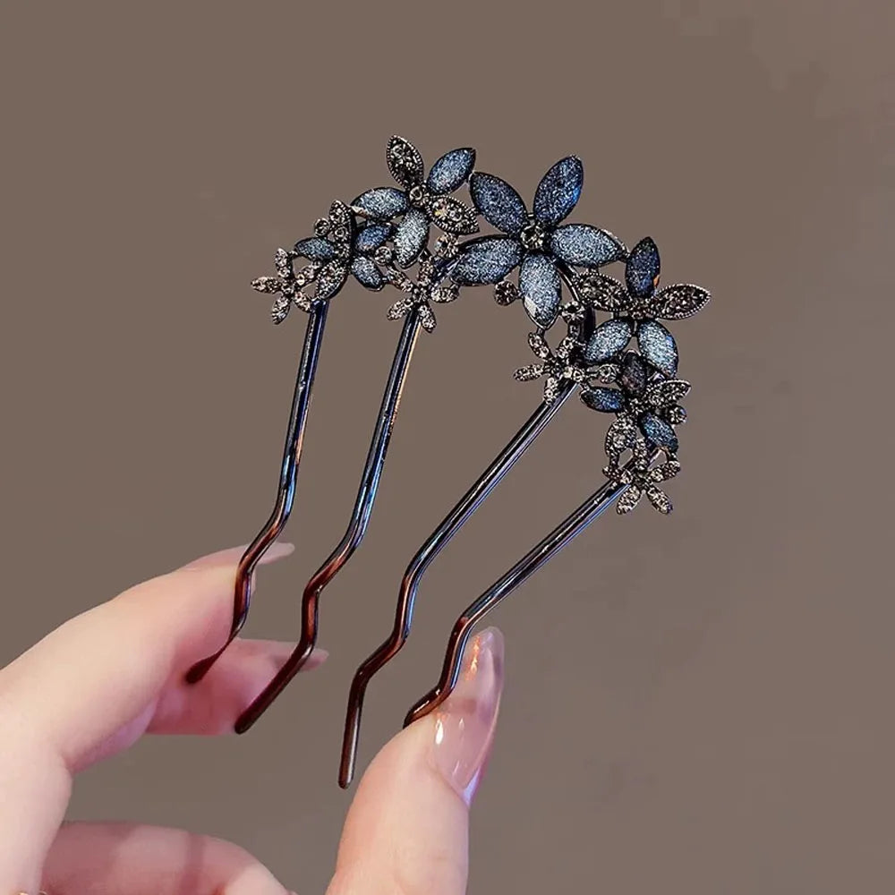 1Pc Pearl Flower U-Shaped Hair Clips for Women Elegant Style Metal Forks Vintage Pearl Hairpins Hair Styling Tools Gifts
