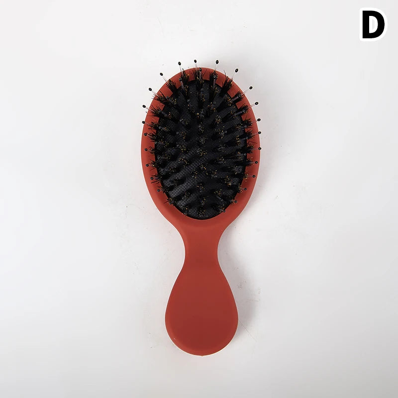 1Pcs Portable Mini Natural Boar Bristle Oval Hair Brush Comb Head Scalp Massage Comb Salon Hair Care Brush Styling Tool