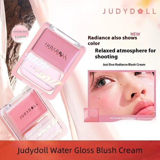 Judydoll Cream Blush Highlighter Palette - Dewy Glow, Multi-Use Makeup Stick for Cheeks Eyes Lips, Blurring Volumizing Effect