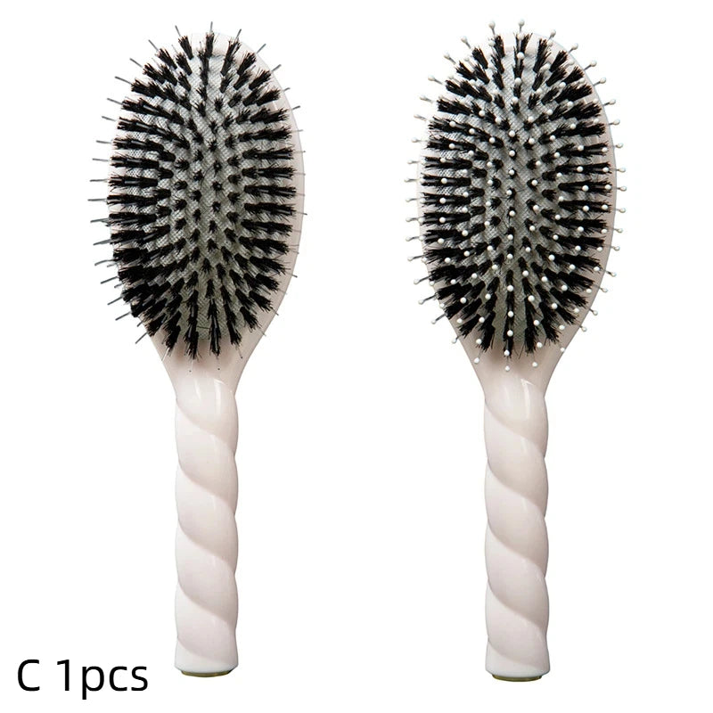 Fried Dough Twists Boar Bristle Hair Brush Scalp Massage Comb Professional Salon Grade Detangling Hairbrush 1Pcs
