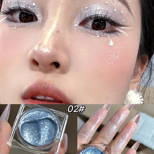 Diamond Sparkle Highlighter Cream Monochrome Shimmering Pearl Silver Face Contour Brighten Makeup Clear Glitter Flash Highlight