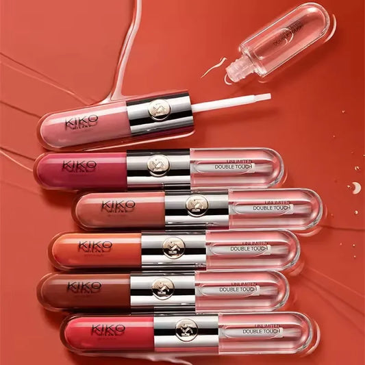 Hot Kiko Double Headed Lipstick Transparent Mirror Lip Gloss Non Fading Oil Sexy Rich Lip Gloss Milk Tea Bean Paste Naked Makeup