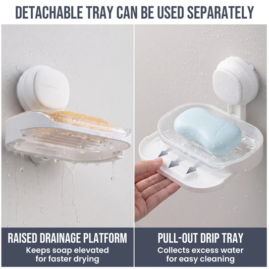 TAILI Soap Rack No Drilling Wall Mounted Suction Cup Soap Holder Soap Sponge Dish Bathroom Accessories Soap Dishes