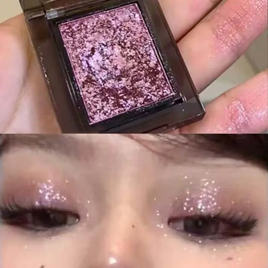Purple Glitter Eyeshadow Makeup Pearlescent Shimmer Black Eyeshadow Plate Waterproof Long Lasting Monochrome Eyeshadow Cosmetics