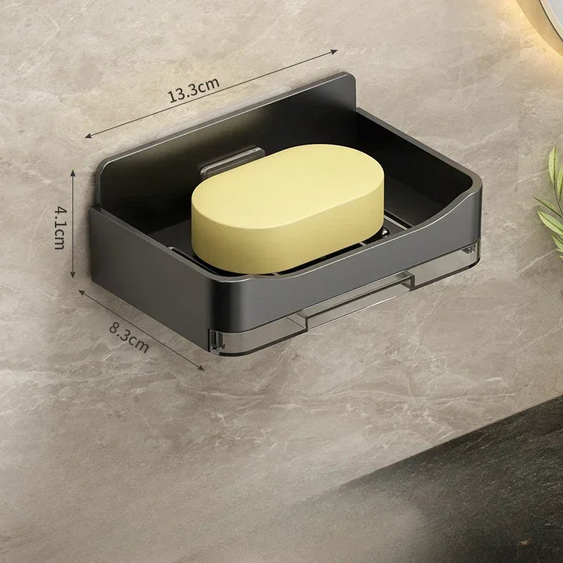 Bathroom Free-Punching Wall Mounted Soap Holder Soap Sponge Holder Organizer Double Drainage Soap Dish Bathroom Accessories