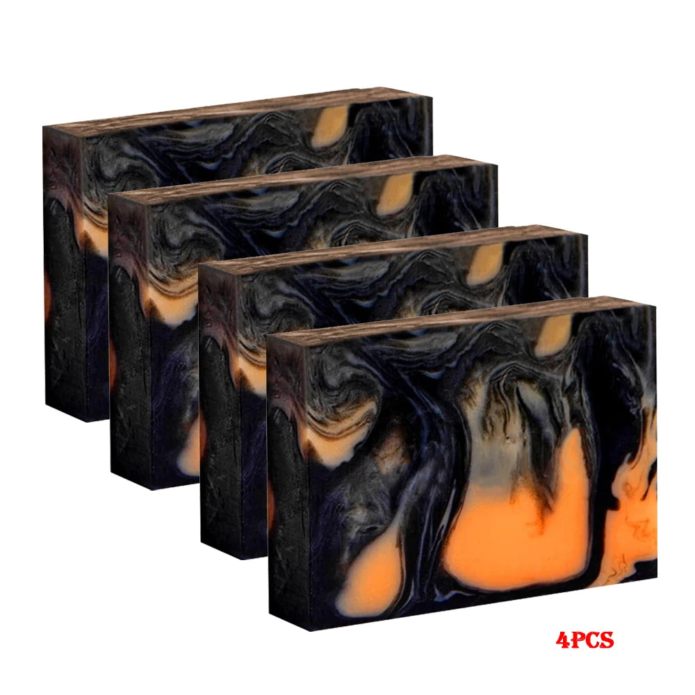 1/2/4/6Pcs Bamboo Charcoal Soap Natural Organic Activated Carbon Kojic Acid Handmade Soap for Blackhead Removal and Moisturizing