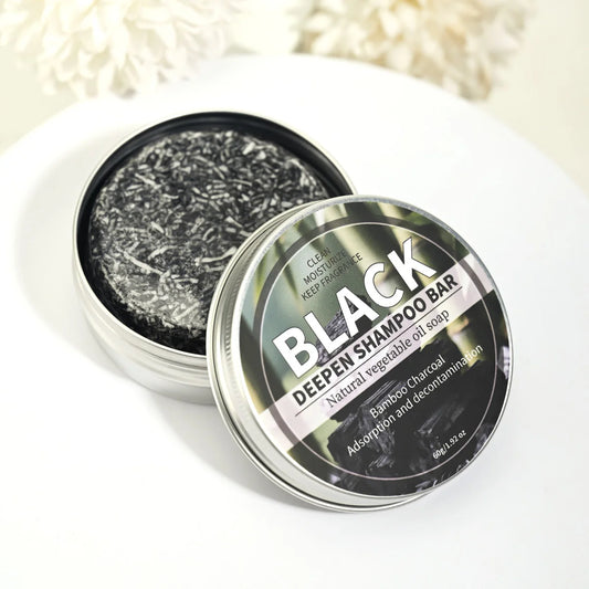 Black Hair Care Soap Bar, Black Bamboo Charcoal Dark Hair Care Soap, Deep Cleansing Handmade Soap, Solid Shampoo