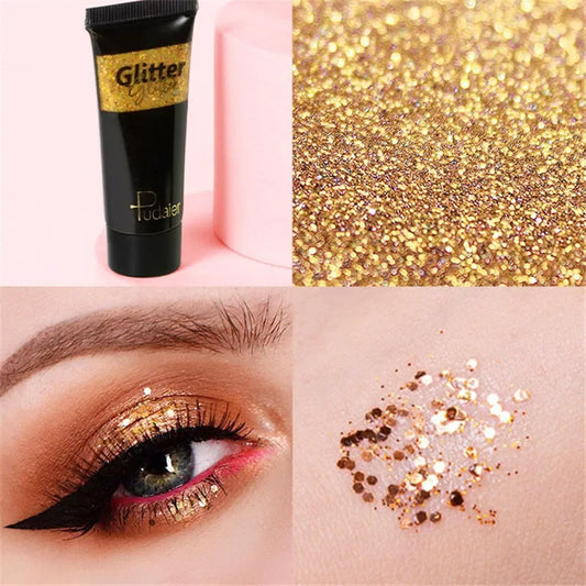 Sequins Glitter Liquid Eyeshadow Highlighter 12 Colors Long Lasting Shimmer Face Body Hair Multi-purpose Makeup Stage Cosmetics