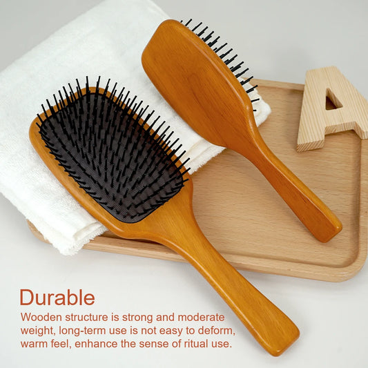 Wooden Paddle Hair Brush Set Scalp Massage Anti -static Detangling for All Hair Types Daily Styling & Grooming