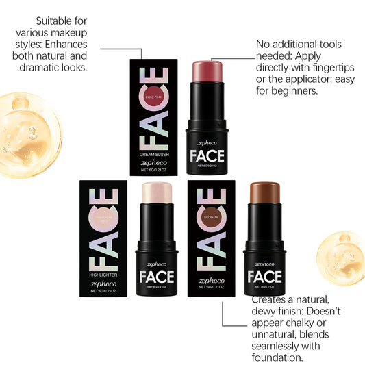 Champagne Gold Highlighter Stick Creamy Shimmer Face Illuminator Contour Makeup Glow For All Skin Types Portable Touch Up