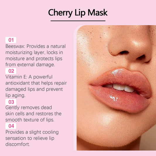 HOYGI Cherry Beeswax Lip Sleep Mask Deep Hydration Nourishing Repair Lips Balm Night Sleeping Maintenance Moisturizing Lip Care
