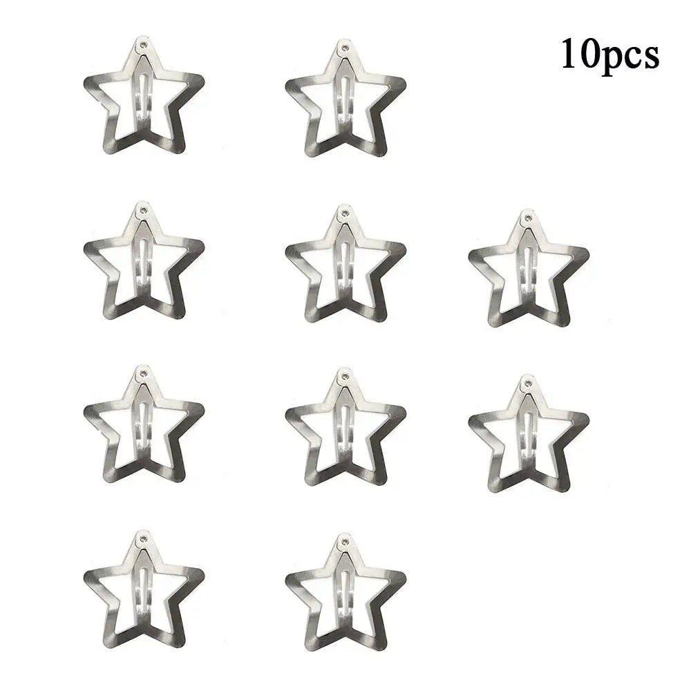 10 Pieces Pentagram BB Hairpins Metal Barrettes Five-pointed Star Bangs Side Clips Gold Star Hair Clips Hair Accessories