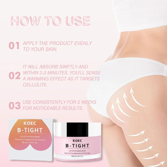 Butt TIGHT Lift Firm Cream - Tighten and Firm Booty, Reduce Loose and Crepey Skin, Firmness, Reduce Cellulite Appearance 100 ml
