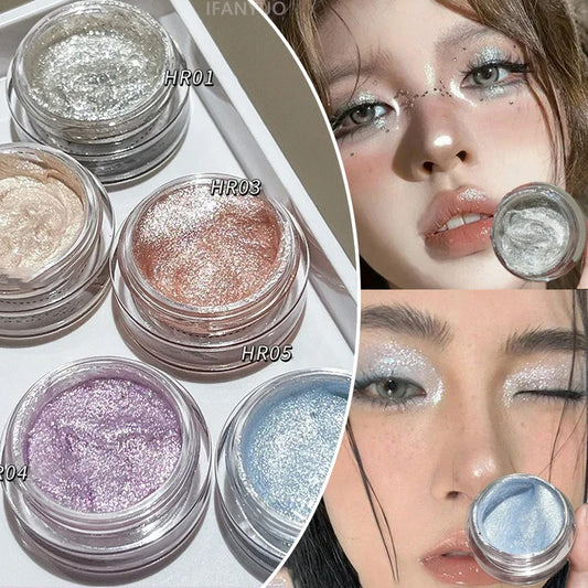 Diamond Glitter Liquid Eyeshadow Jars Sparkle Metallic Silver Blue Highlighter Fine Shimmer Waterproof Shiny Silkworm Eye Makeup