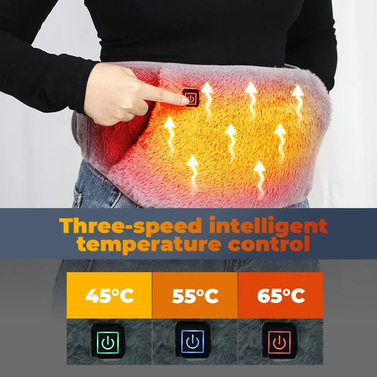 3 Levels Electric Heating Pad for Abdominal Menstrual Pain Relief Warm Palace Belt Cold-Proof USB Hand Warmer Waist Warming Pad