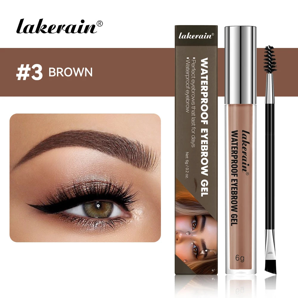 Lakerain Waterproof Eyebrow Gel Smudge-Proof Quick Dry Long-Lasting Hold Makeup High Pigmentation Silky Gel Texture Eyebrow Gel