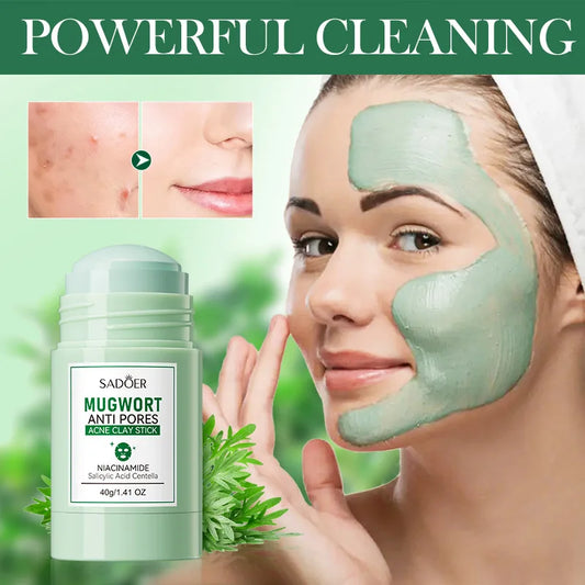 SADOER Mugwort Solid Facial Mask Stick Clay Mud Masks Pore Cleaning Remove Blackhead Moisturizing Face Mask Skin Care
