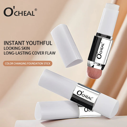 O'CHEAL Temperature Changing Foundation Stick Facial Coverage Blemishes Pores Double-Headed Face Matte Makeup Foundation Cream