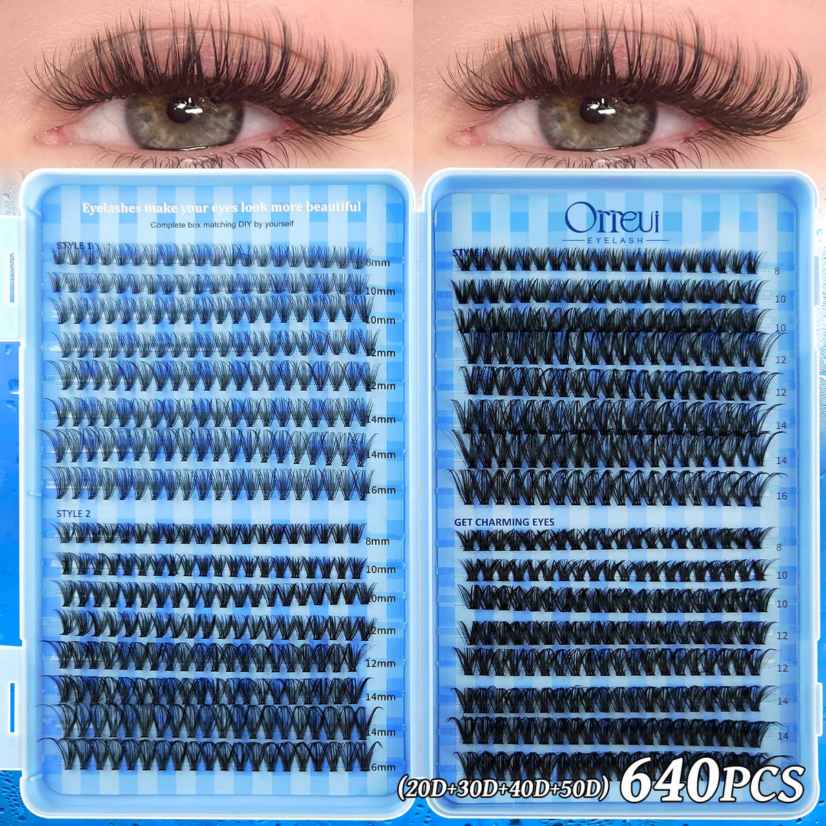 800Pcs Individual Cluster Lashes D Curl 30D 40D 50D 60D Mixed 8-16mm DIY Lash Extensions Wispy Volume False Eyelashes