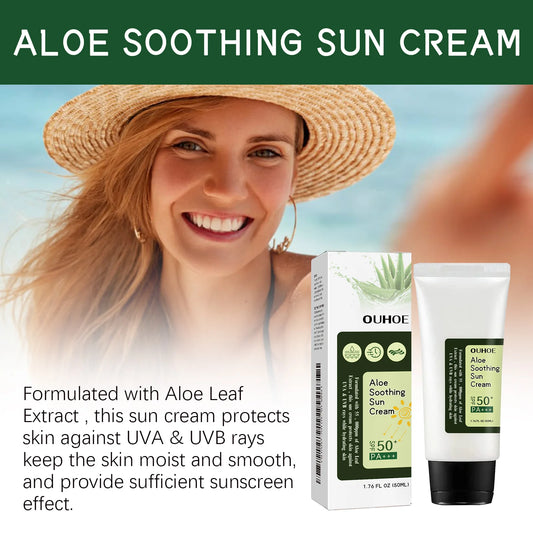 Aloe Vera Protective Cream Hydrating Refreshing UV SPF 50+ Isolation Sunscreen Moisturizing Facial Body for Daily Sun Protection