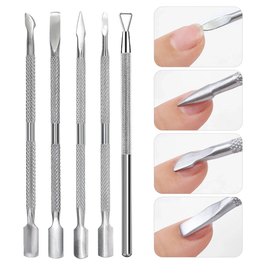 1/4/5/7Pc Professional Stainless Steel Nail Care Tools Double Head Cuticle Pusher Cuticle Nipper Nail Cuticle Remover Accessorie