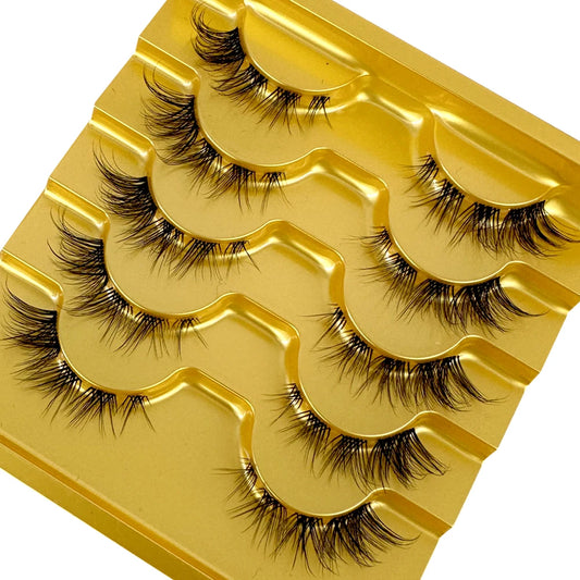 5pairs Mink Eyelashes Invisible Band Lash Extension Natural False Eyelashes Cross Cluster Fairy 3D Faux Big Eye Long Fake Lashes