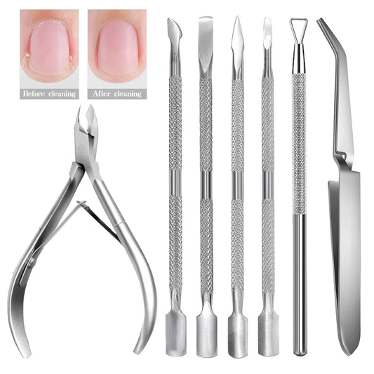 1/4/5/7Pc Professional Stainless Steel Nail Care Tools Double Head Cuticle Pusher Cuticle Nipper Nail Cuticle Remover Accessorie