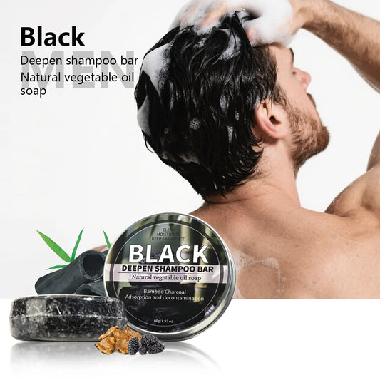Black Hair Care Soap Bar, Black Bamboo Charcoal Dark Hair Care Soap, Deep Cleansing Handmade Soap, Solid Shampoo
