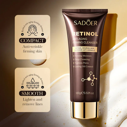SADOER Retinol Facial Cleanser Face Wash Foam Face Cleanser Moisturizing Facial Cleansing Face Anti Wrinkle Skin Care