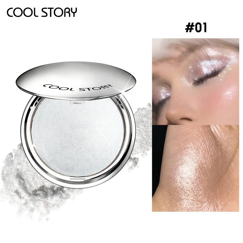 Pearlescent Sparkle Highlight Palette Bronze Shimmer Fine Powder Cream Glitter Eyeshadow Blusher Shiny Face Brightening Makeup