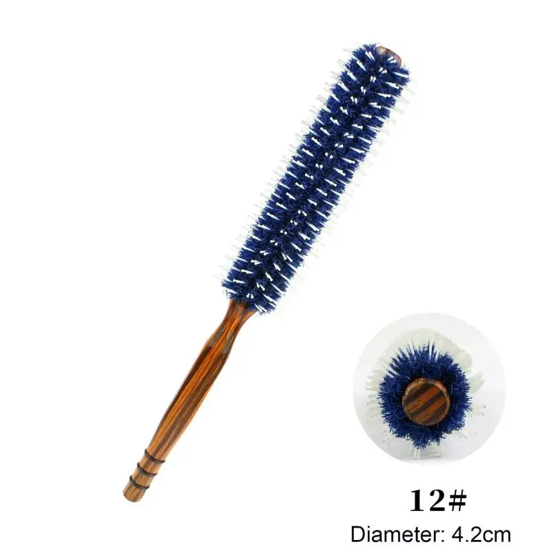For Hair Curly Comb Barber Salon Anti Static Wood Natural Boar Bristle Hair Round Brush Hairdresser Styling Tool Teasing Brush
